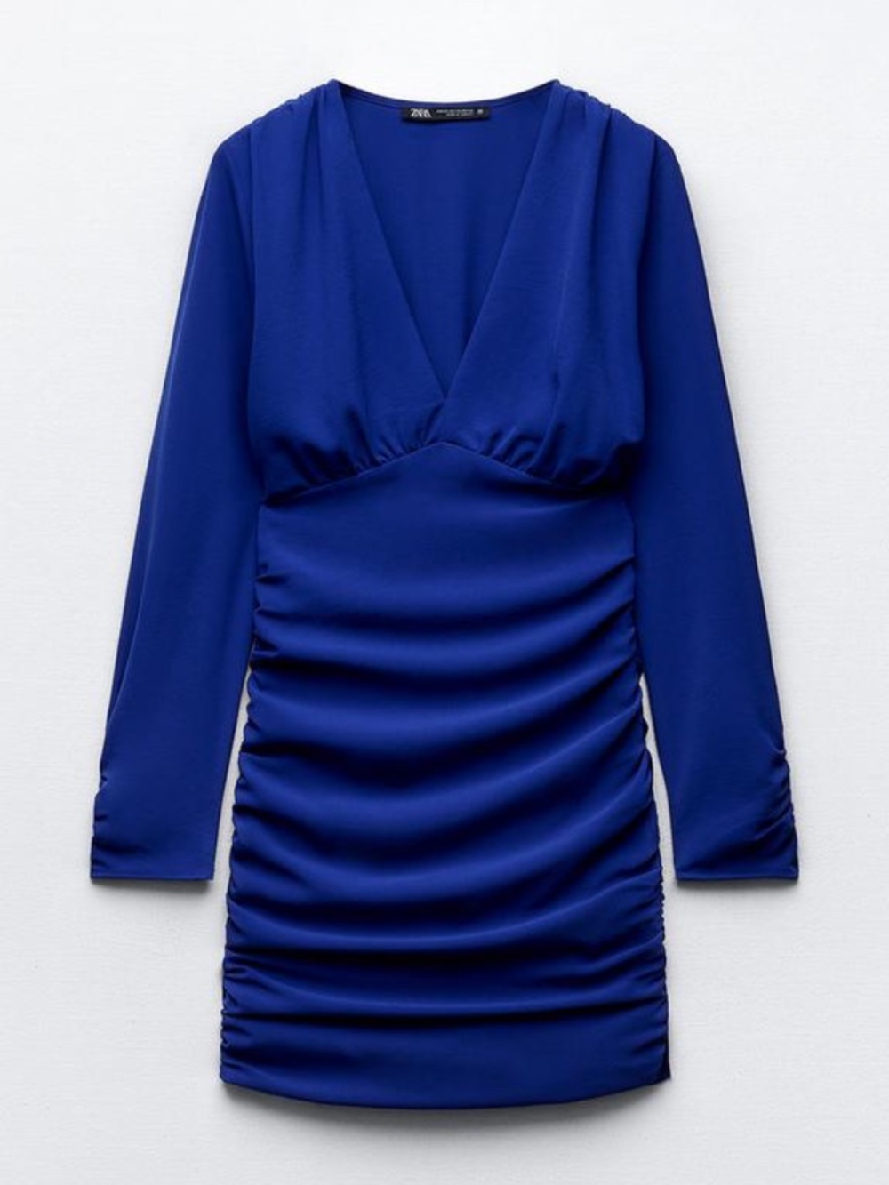 NWT ZARA DRAPED MINI DRESS ELECTRIC BLUE S